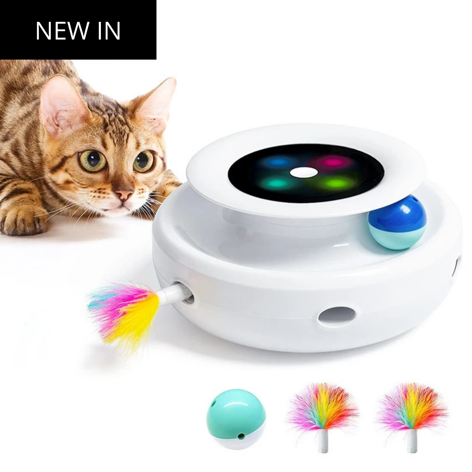 PawJoy™ 2-in-1 Smart Interactive Pet Toy | Automatic Feather & Fun Ball with 5 Play Modes